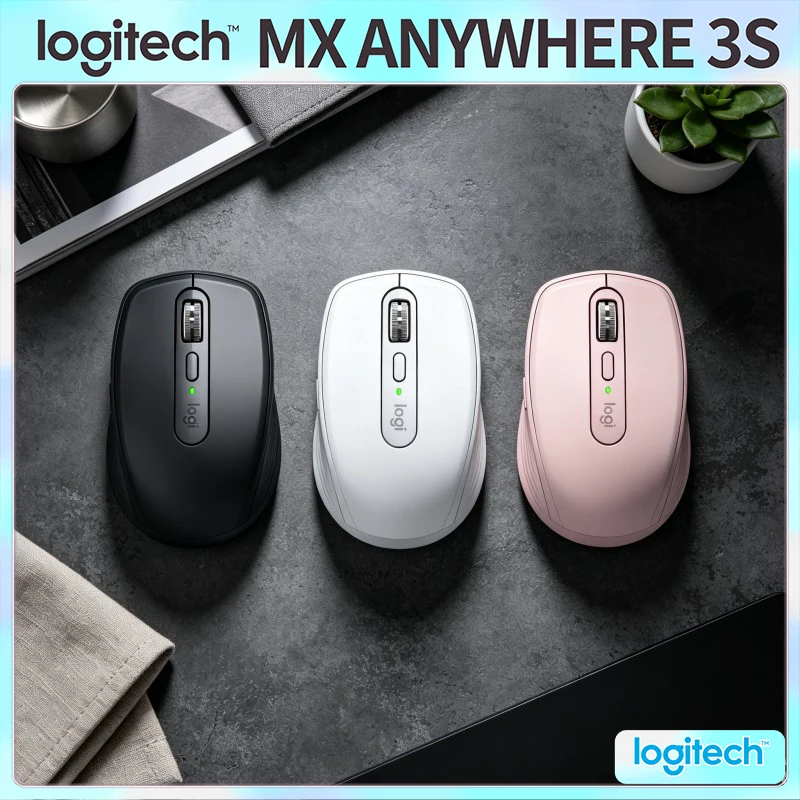 Logitech MX Anywhere 3S portable travel compact mouse glass compatible tracking silent tactile click custom mapping for home