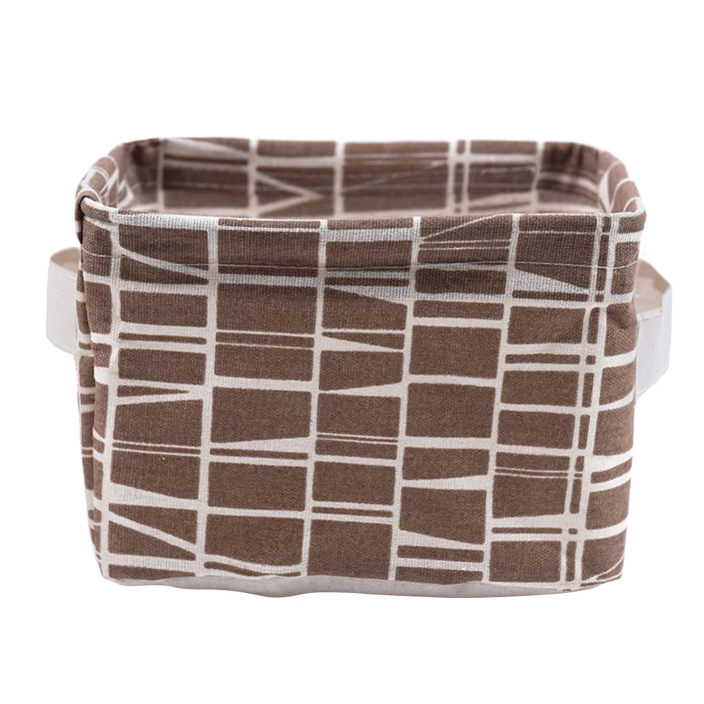 

Desktop Debris Storage Basket Large Capacity Foldable Cotton Linen Organizer Bins Eco Friendly Sturdy Neutral Color Portable