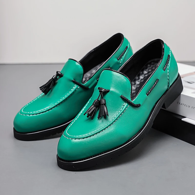 Men's Casual Leather Shoes Mens Driving Loafers Light Moccasins Men Trendy Tassels Party Wedding Flats EUR Sizes 38-48