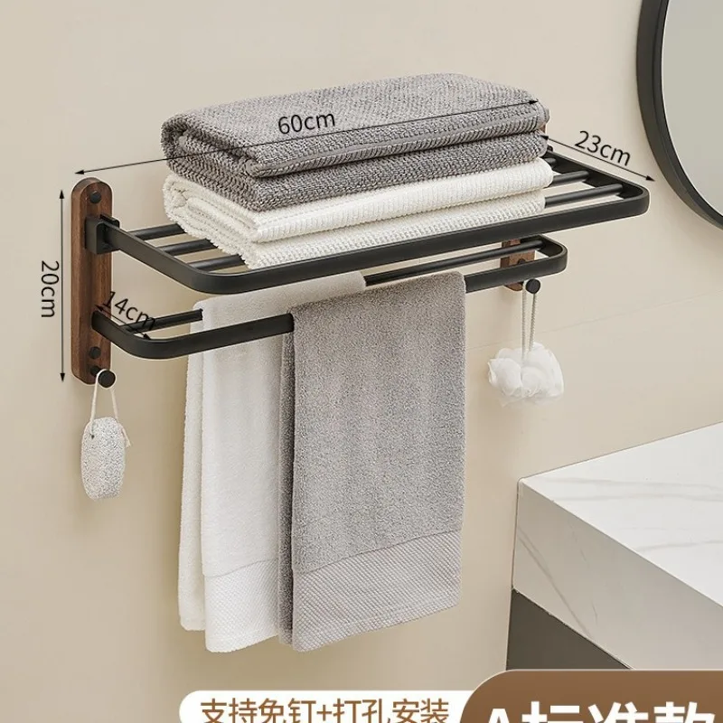 Rak Handuk Kayu Solid Walnut Rak Kamar Mandi Toilet