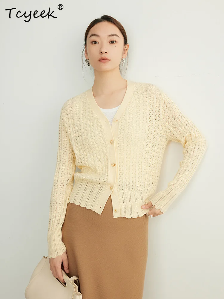 

Tcyeek, 32.4%Basolan Wool Elegant Cardigan, Women VNeck Twisted, Fashion Casual Sweater Coat, 2024 Autumn Winter C47856QM