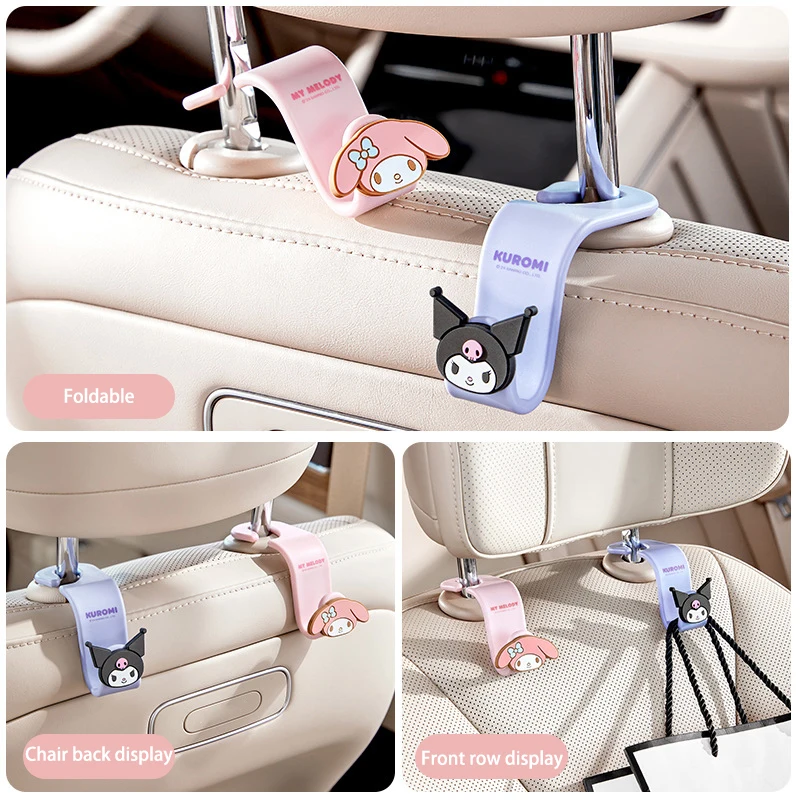 1PCS Kawaii Sanrio Hello Kitty Kuromi Melody Hak na zagłówek samochodowy Automatyczny organizer na tylne siedzenie Wieszak na torbę Akcesoria