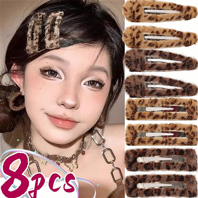 Modische Leopardenmuster Plüsch-Haarspangen Herbst Winter Haarklammer Süße Mädchen BB-Clip Minimalistische Niedliche Y2K Haarspangen Haaraccessoires