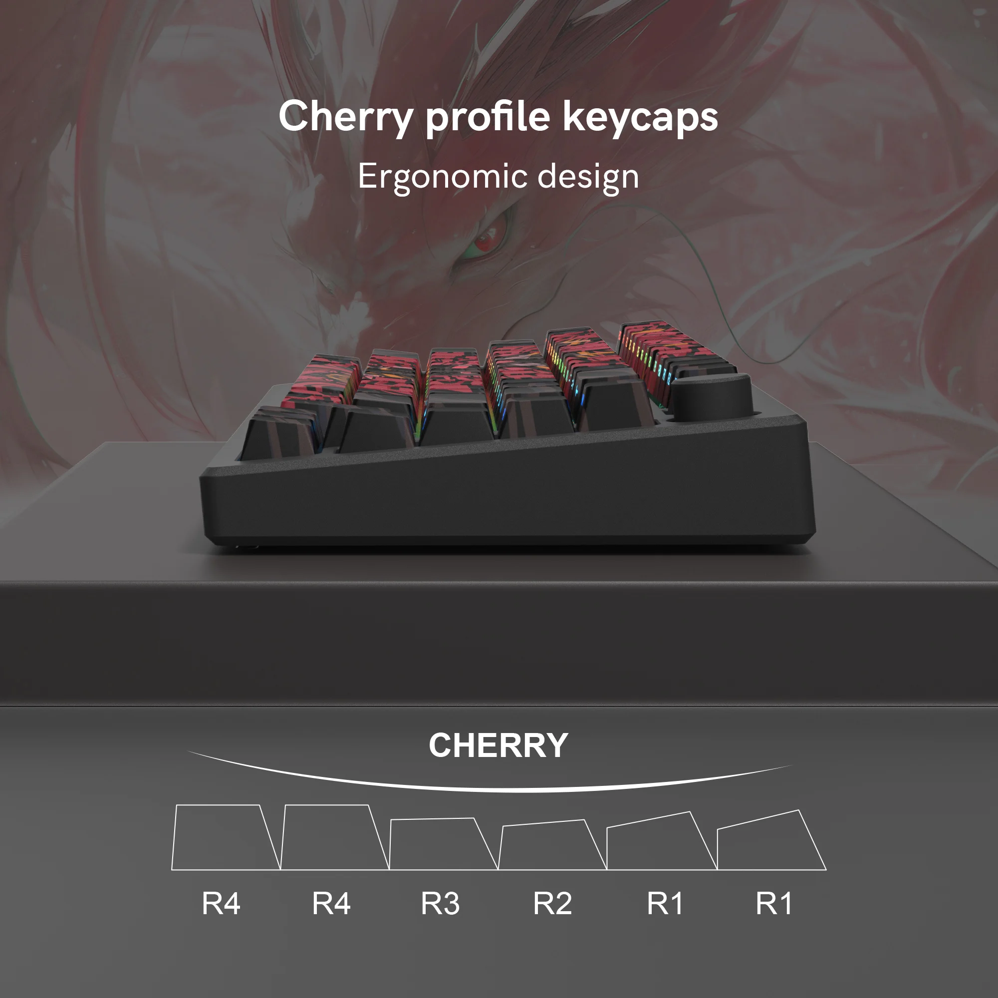 130 kunci tema Loong merah tua Dye Sub PBT Keycap profil Cherry bersinar melalui Keycaps untuk MX switch Keyboard Gaming