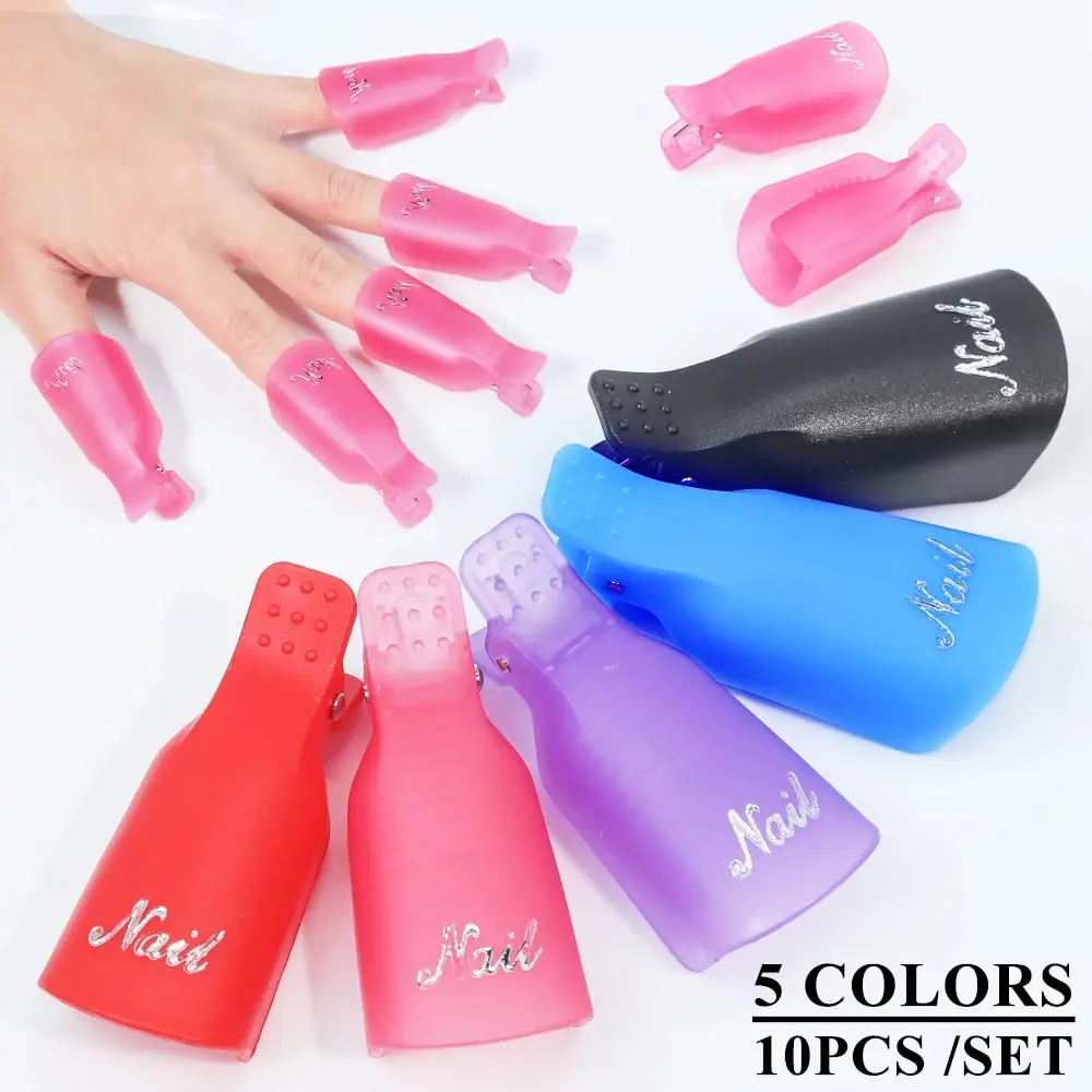 10 Stück Acryl Nail Art Kappen clips einweichen Nägel Reinigung Maniküre für Entferner UV-Gel politur Wickel werkzeuge für Finger einweichen