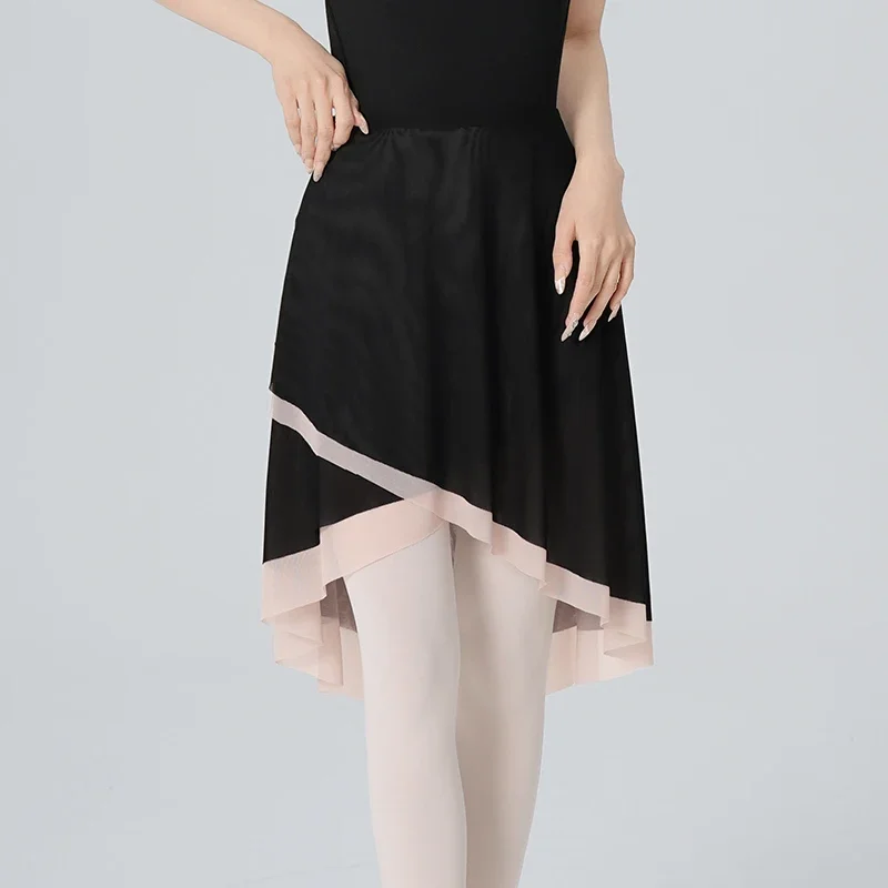 Faldas de Ballet para mujer, faldas de baile irregulares de dos capas con cordones de cintura alta para niña, faldas de bailarina de malla para patinar y gimnasio, traje de baño, cubierta-ip