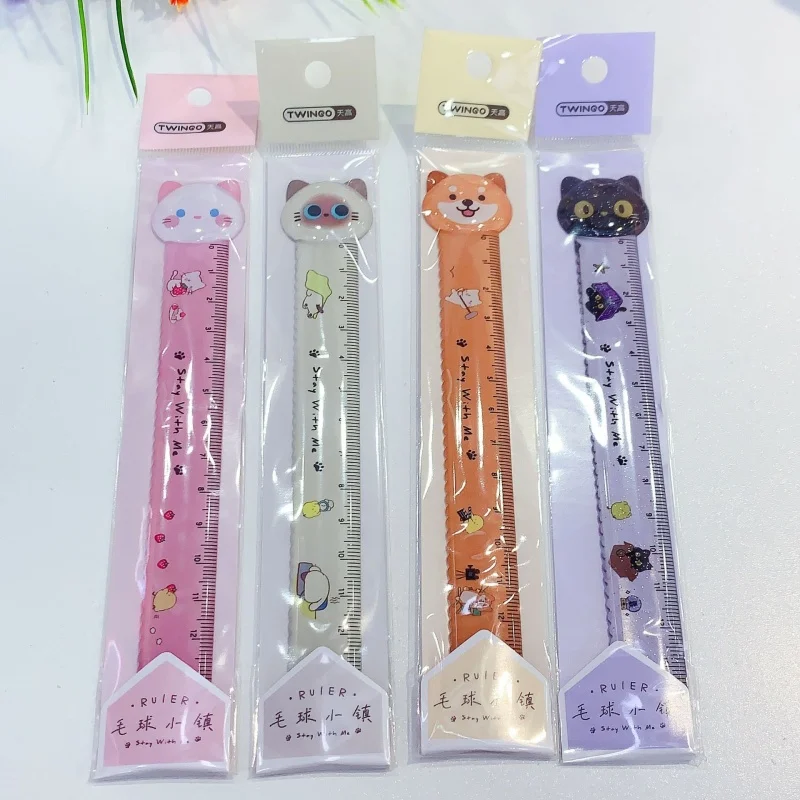 36pcs/lot Kawaii Cat Dog Ruler Cute Drawing Painting Tool Bookmark Promotional Stationery Gift School Supplies
