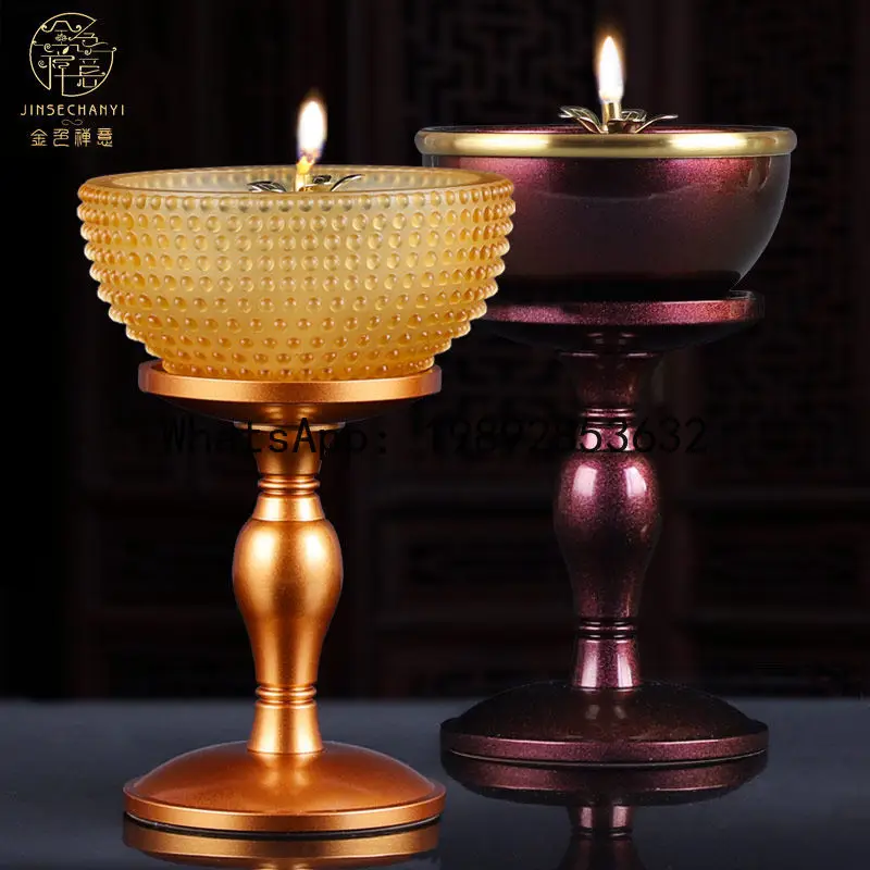 Buddha edible oil lamp buddha lamp pure copper offering sesame oil holder buddha offering for home eternal lamp