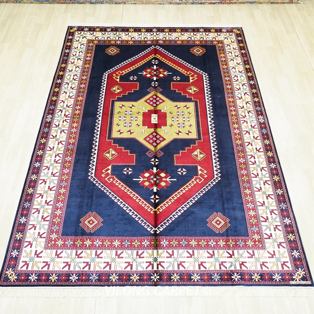 198x305cm Handwoven Silk Tribal Rugs Patchwork Kazak Style Luxury Carpet (BL060)