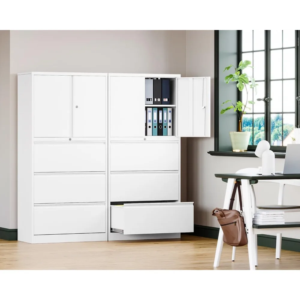 3段引き出しメタル収納キャビネット、ホームオフィス用、ロック可能なセキュリティと調整可能な棚付き、リーガル/レター/A4ファイル用