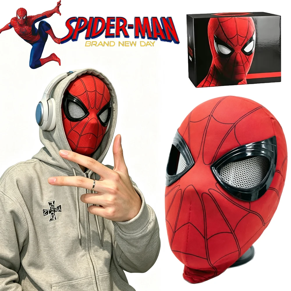 Spider-Man 1:1 Scale Breathable Mask,With Moving Glowing Eyes Ring Control Cosplay Spiderman Mask Toy Gift,Halloween Cosplay Toy view 6