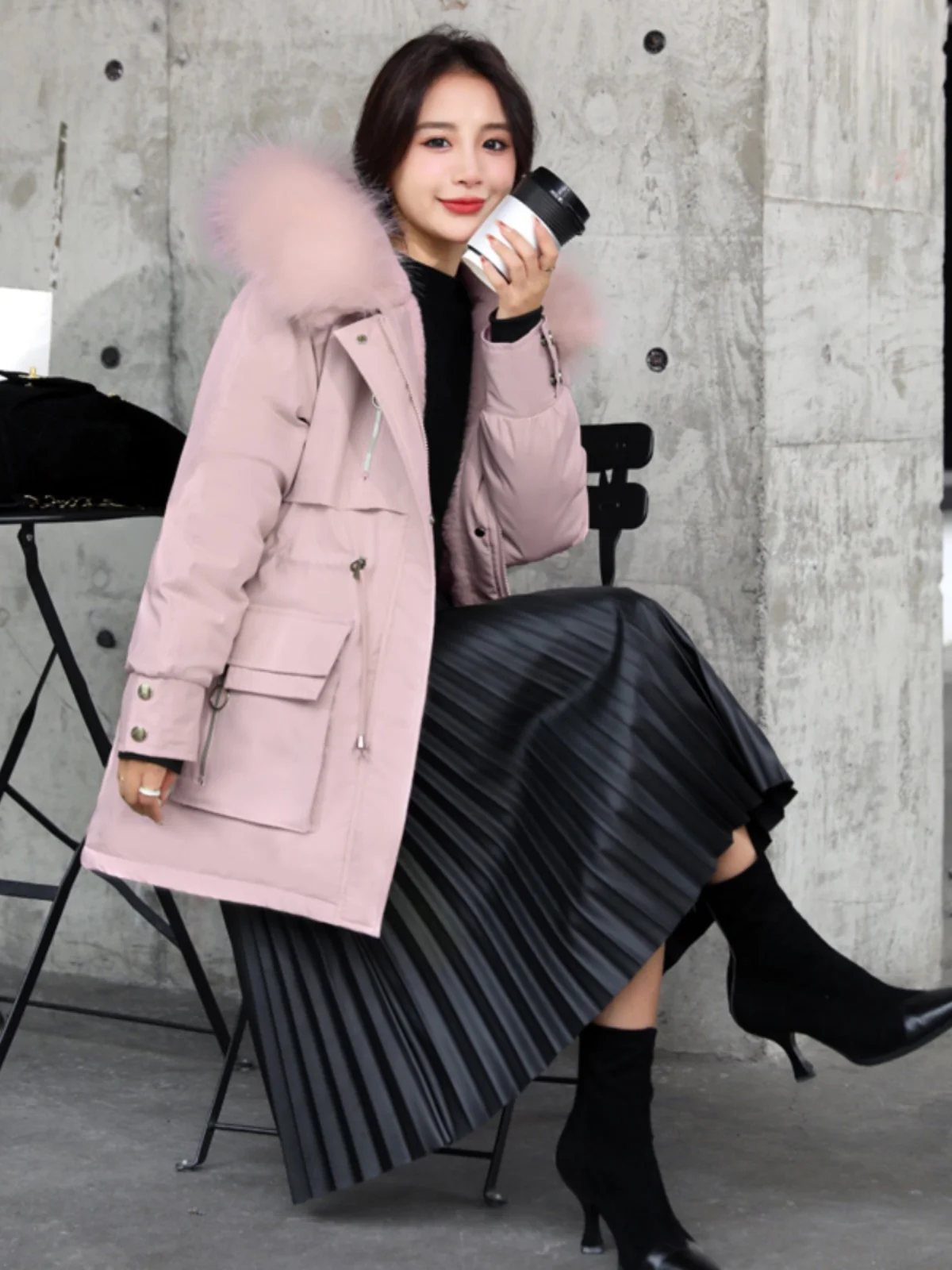 

Women's Fce Lined Thiened Cotton Jaet ort Loose Fit Korean Sle plus Size Slimming Parka Versatile Outerwear Trendy