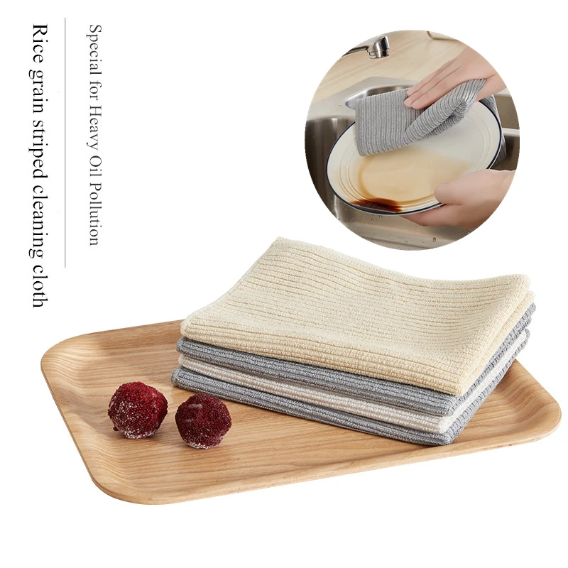 9PCS Microfiber Kitchen Towels Thick Threaded Cleaning Cloth Bathroom Rag Large Napkins High Quality Housework Rags Dropshipping