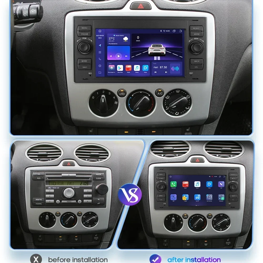 2 DIN Android Car Radio Multimedia for Ford Mondeo S-max Focus Kuga C MAX Galaxy Fiesta Transit Fusion Connect Kuga Carplay Scre