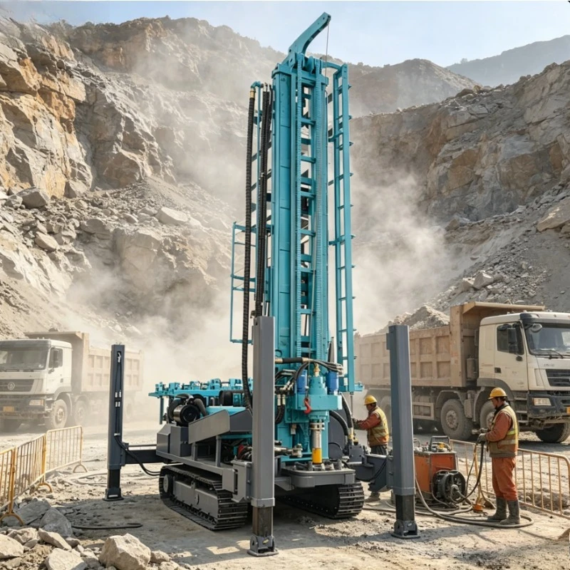 Customized 350M Crawler Diesel Engine Rotary Drilling Rig Borehole Water Pneumatic Well Drilling Machine Core Motor Components