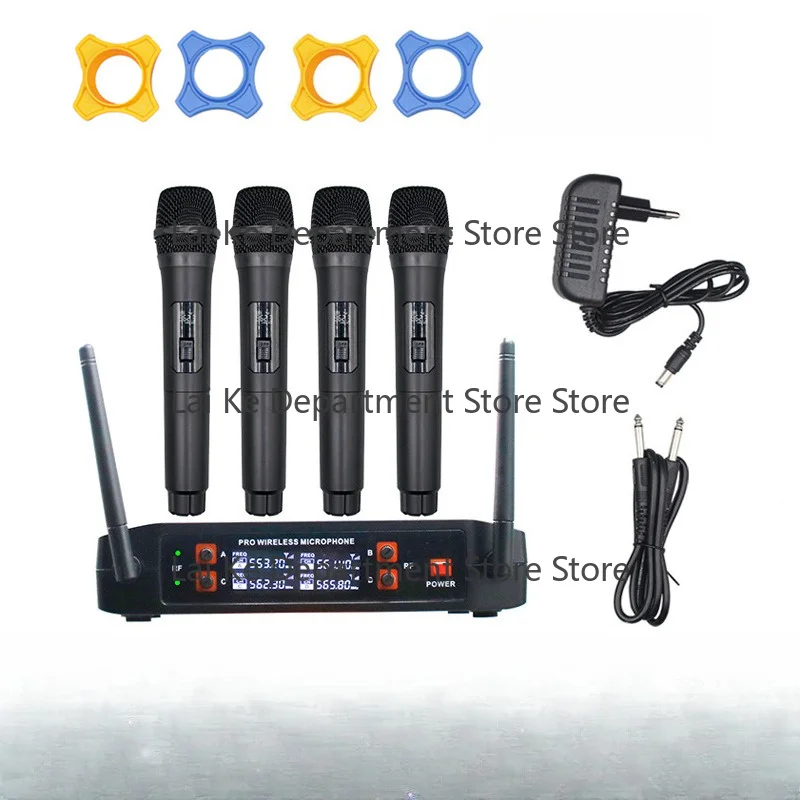T66 Microphone UHF One-to-Four Wireless Dynamic Mic for Karaoke, Stage Performance, Meetings, and Sound Card