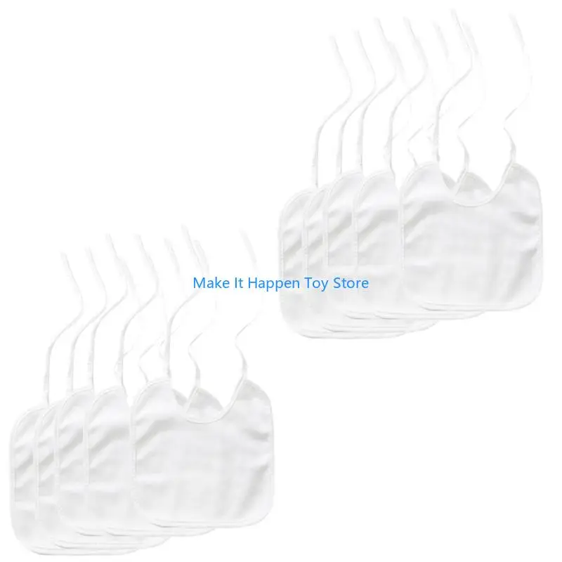 

28EC 10pcs White Baby Bibs Water Resist & Adjustable Baby Bibs Comfortable Baby Bibs for Painting & Eating Baby Showers Gift