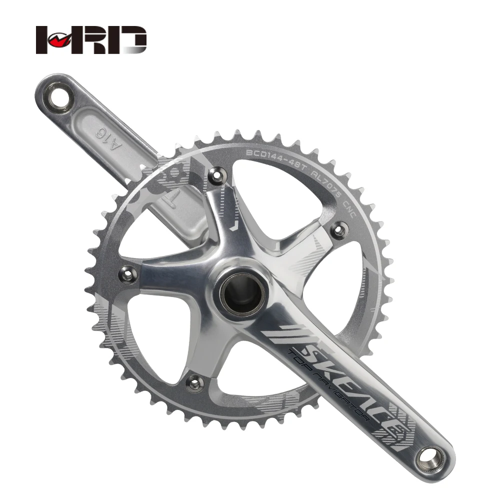 SKEACE Track Bike Crankset, 165mm 48T Fixed Gear, Round Fixie Crank for Bicycle Aluminium Alloy 144BCD Single Speed Chainwheel view 5