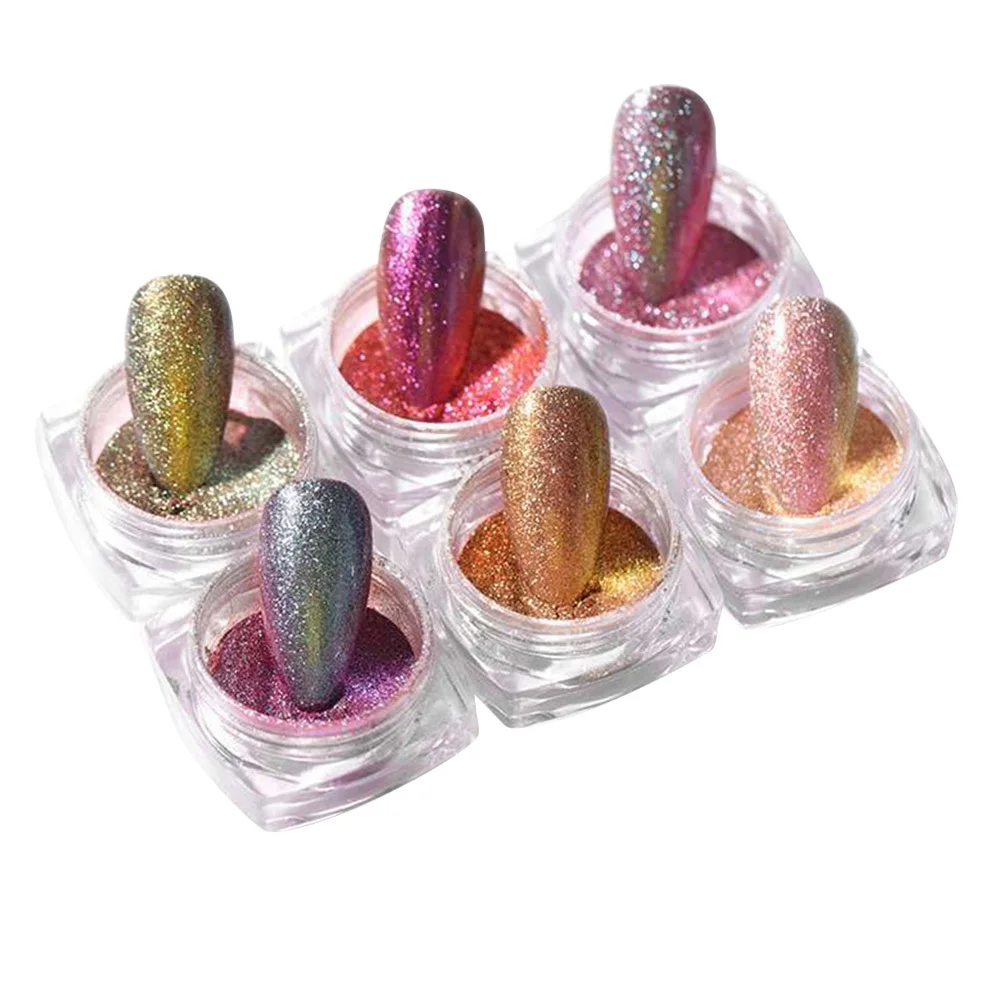 6 pezzi 6 colori set di polvere per sabbie mobili manicure luccichio glitter accessori per nail art fai da te perfetto per uso professionale domestico