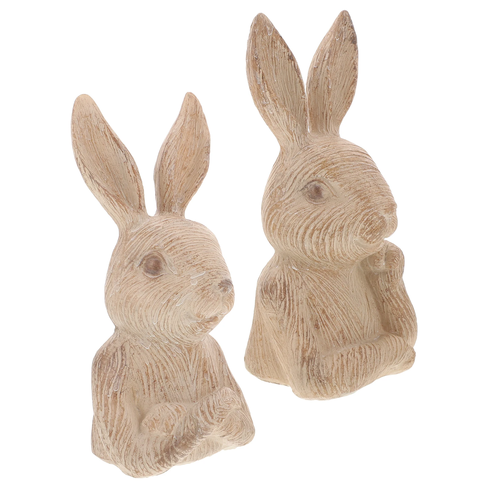 

2 Pcs Retro Resin Rabbit Statues Durable Cartoon Bunny naments for Garden Home Easter Decor Mini L Accessories Yard Craft