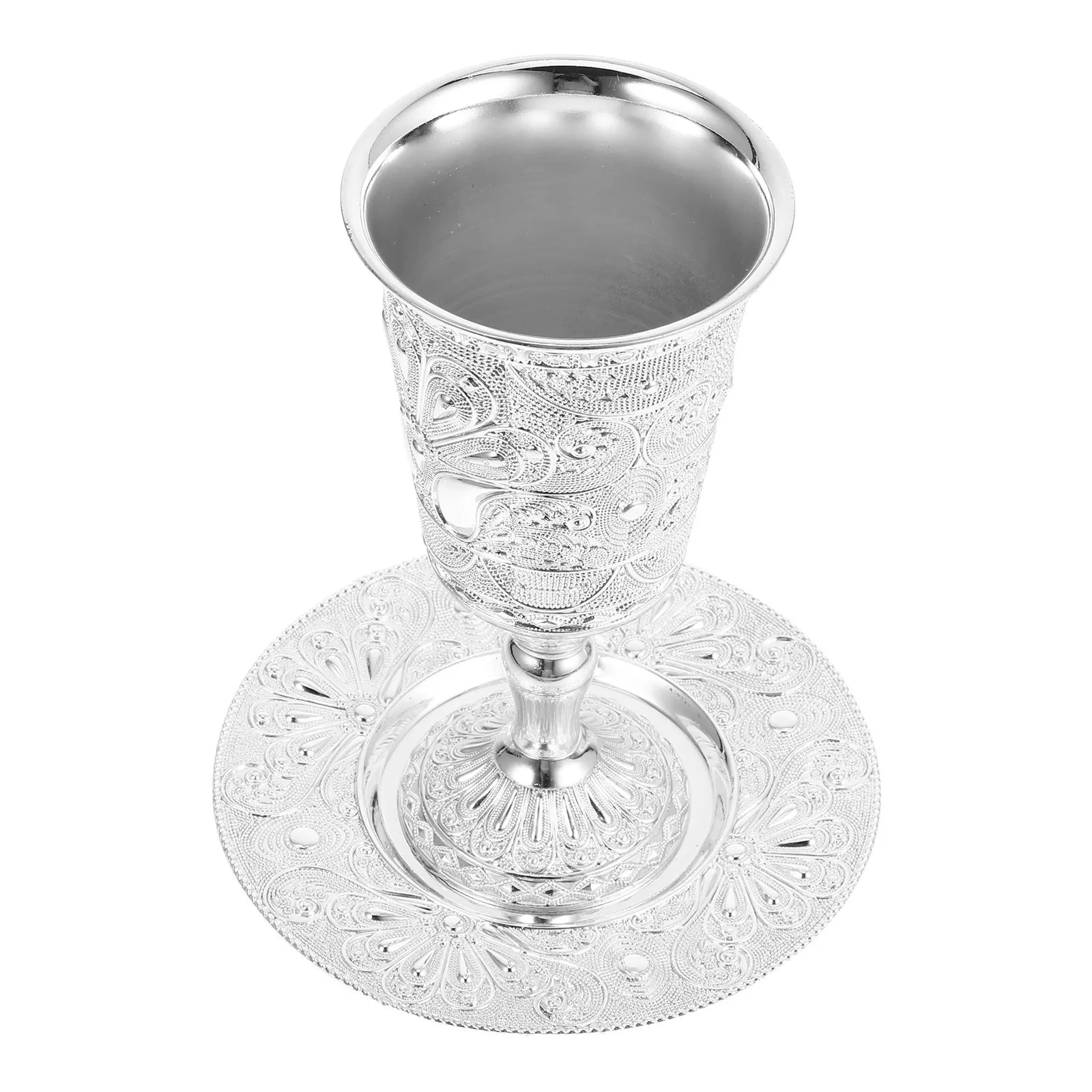 1 Set Wine Cup Elegant Kiddush Goblet Shabbat Blessing Havdalah Festival Metal Offering Holy Judaica Wine Cup for Jewish Holiday