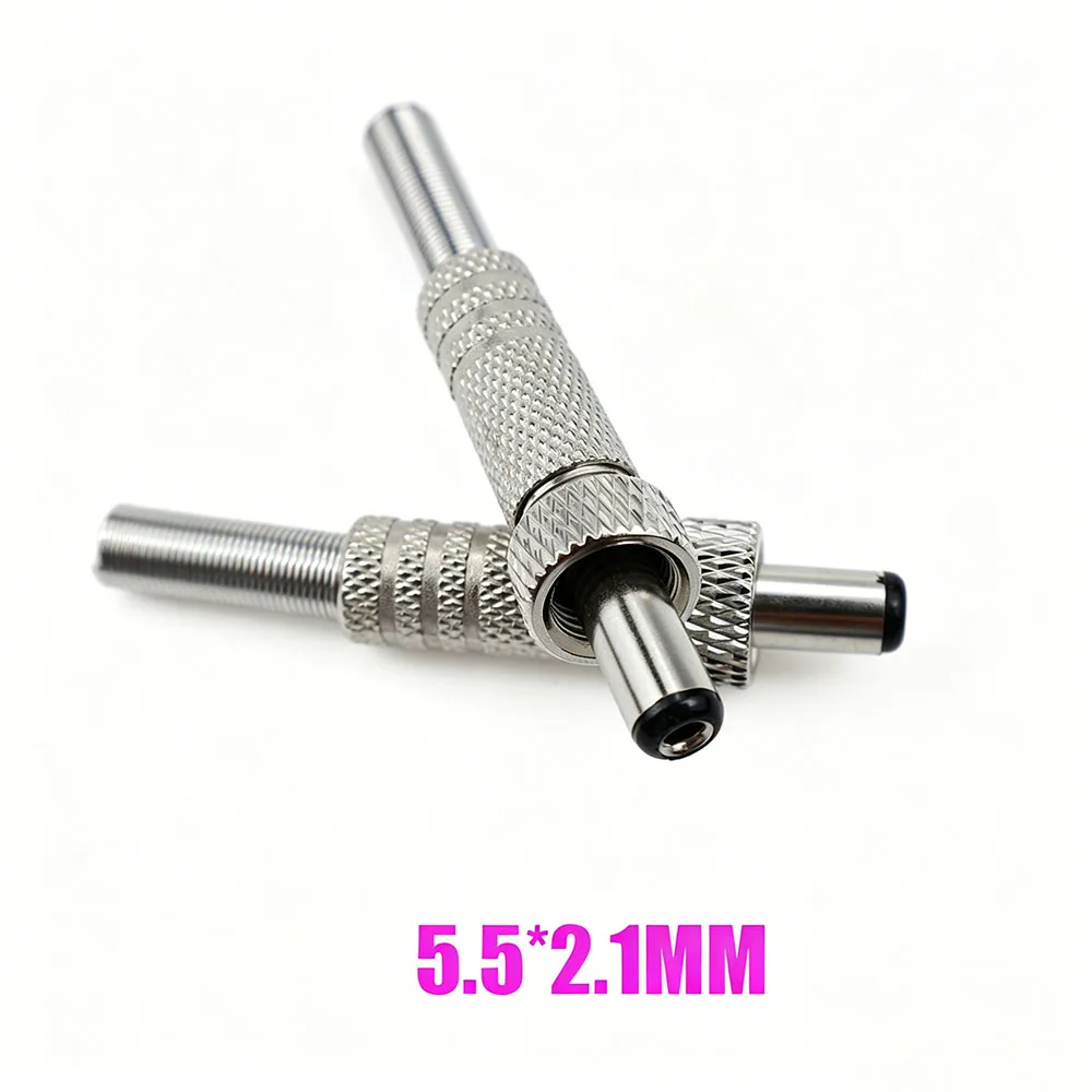 DIY Welding 12V DC 5.5x2.1MM 5.5x2.5MM Power Socket Metal Cover With Nut Lock Male Charging Connector 1-2-5PCS