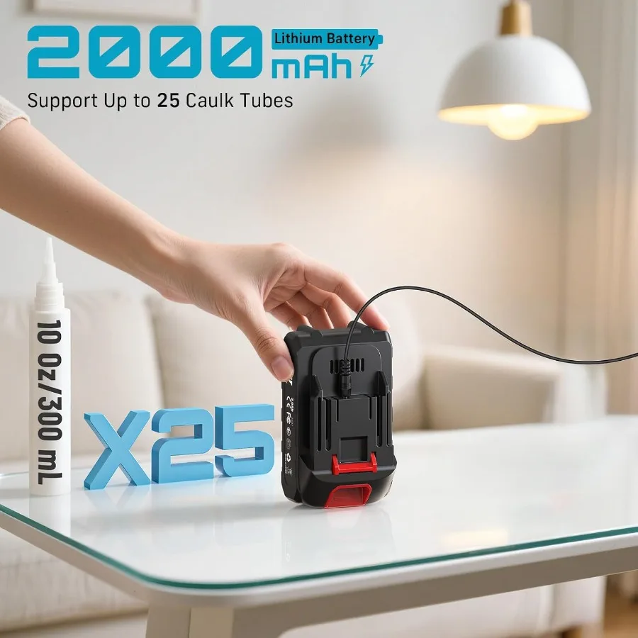 Pistola per calafataggio elettrica SEESII Pistola per calafataggio a batteria da 29 once con batteria da 2000 mAh per applicazioni professionali di sigillatura e riempimento Ste