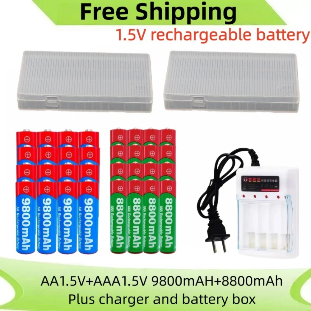 NEW 8800mAh/9800mAh Rechargeable Battery AA/AAA  Alkalinity Battery 1.5V AA/AAA Battery for Clocks Mice Computers Toys So on