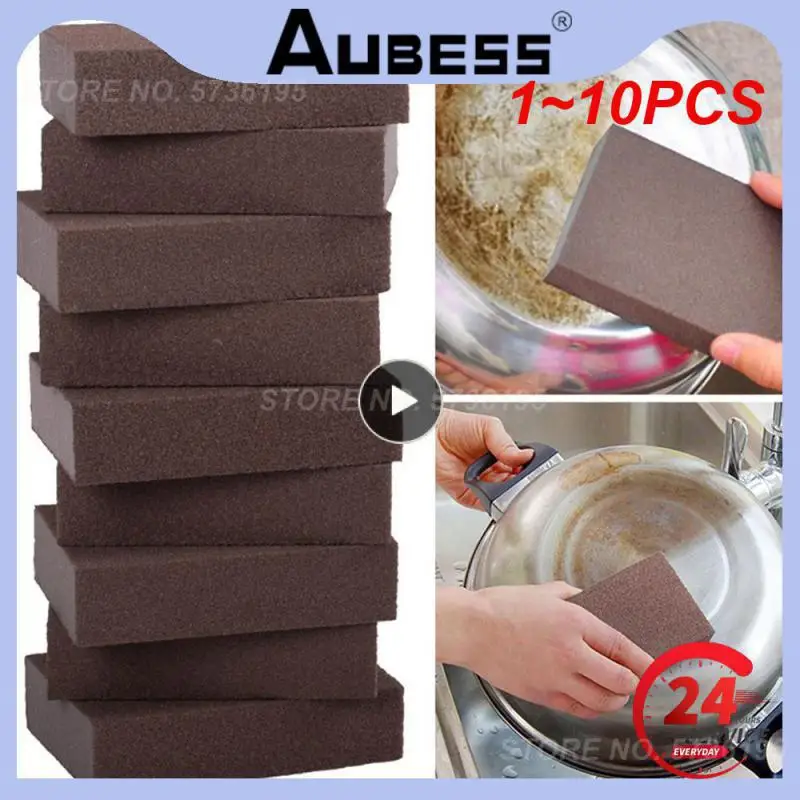 1~10PCS 2/4/ Sponge Eraser Carborundum Removing Rust Cleaning Brush Descaling Clean Rub for Cooktop Pot Kitchen Sponge