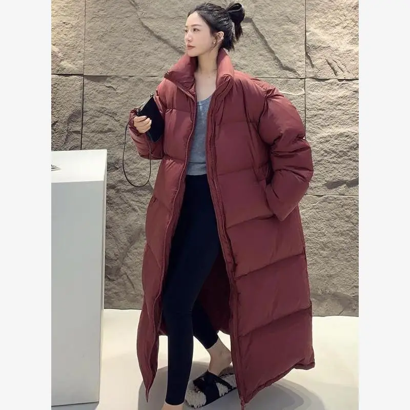 

Women's Baggy Long down Jaet Puffer Winter Coat Straight Cut Regular Sve Length Zipper Closure Color Commute Sle