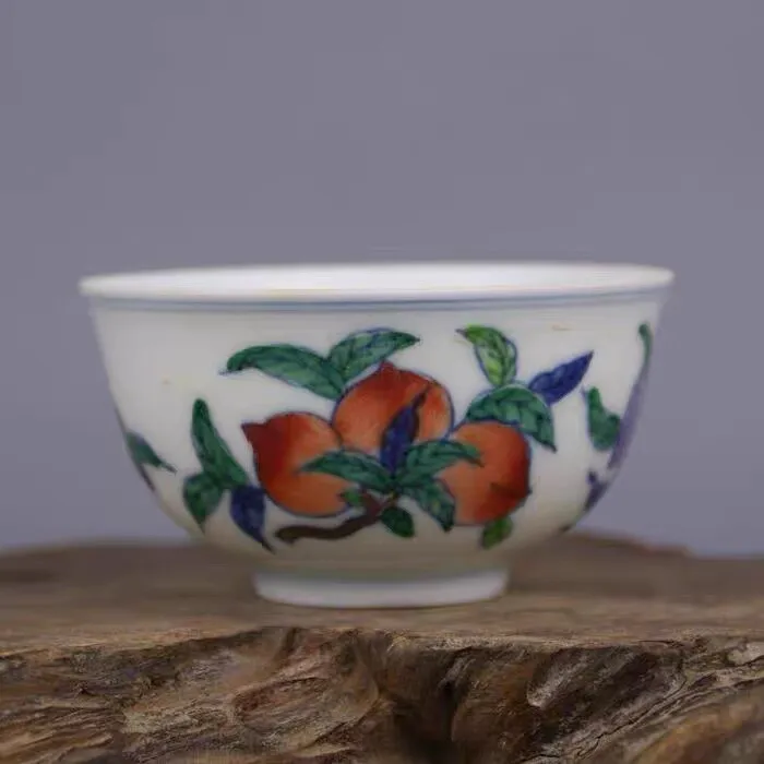 Chinese Blue & White Doucai Porcelain Teacup Cup Ming Chenghua Fruit Design 3.2