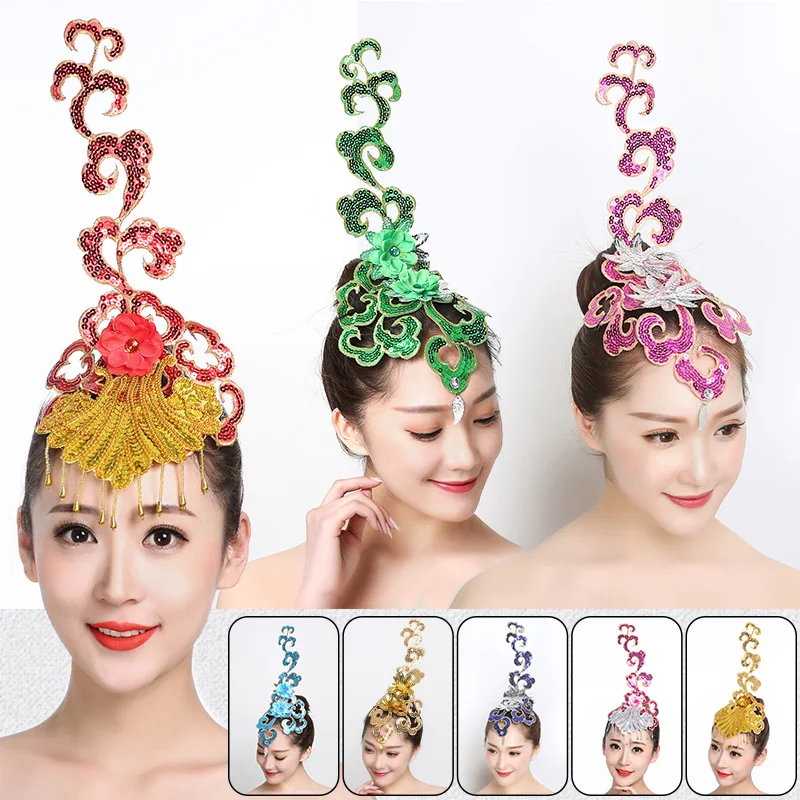 

Classical Dance Head Flower Women Yangko Folk Dance Headdress Opening Dance Show Stage Performance Costume Hair Accessories