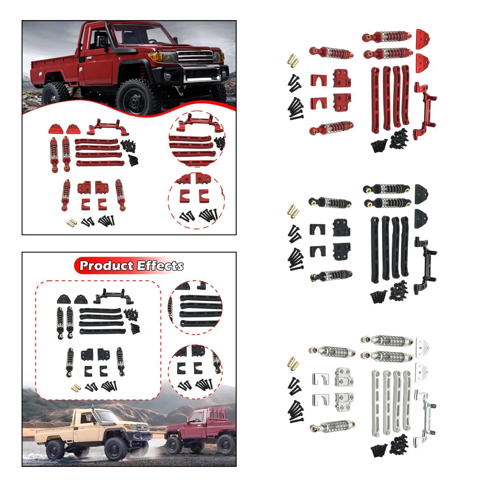 1/12 RC Car Spare Parts Kit Repair Part Replacement Metal Front Rear Shock Absorber for MN82 MN82S Model Truck DIY Parts RC Car