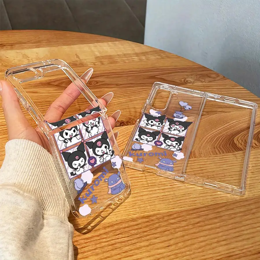 Transparent Soft Phone Cover Case for Samsung Galaxy Z Fold 8 Ultra Z Flip 6 5 4 3 ZFold8Ultra Z Fold 7 6 5 4 3 Sanrio Kuromi