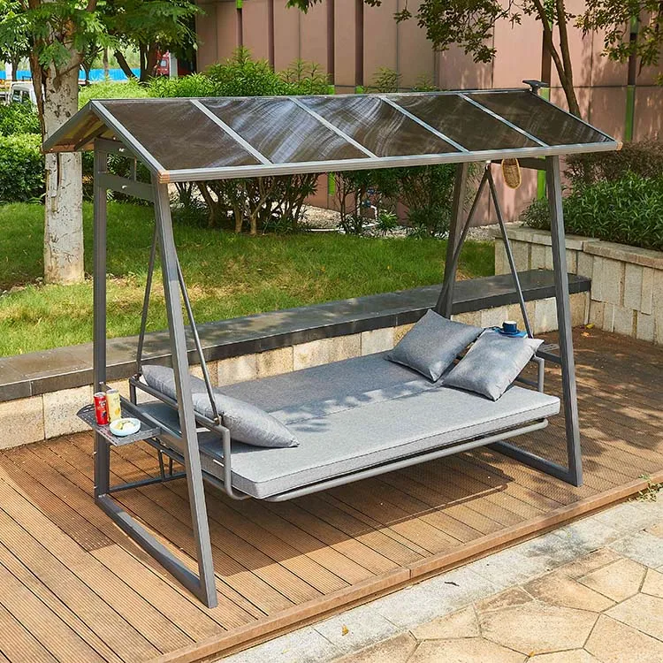 

Modern 4 Seaters Super Comfortable Outdoor Courtyard School Park Patio Aluminium Hammock Daybed Garden Swing Chair with Canopy