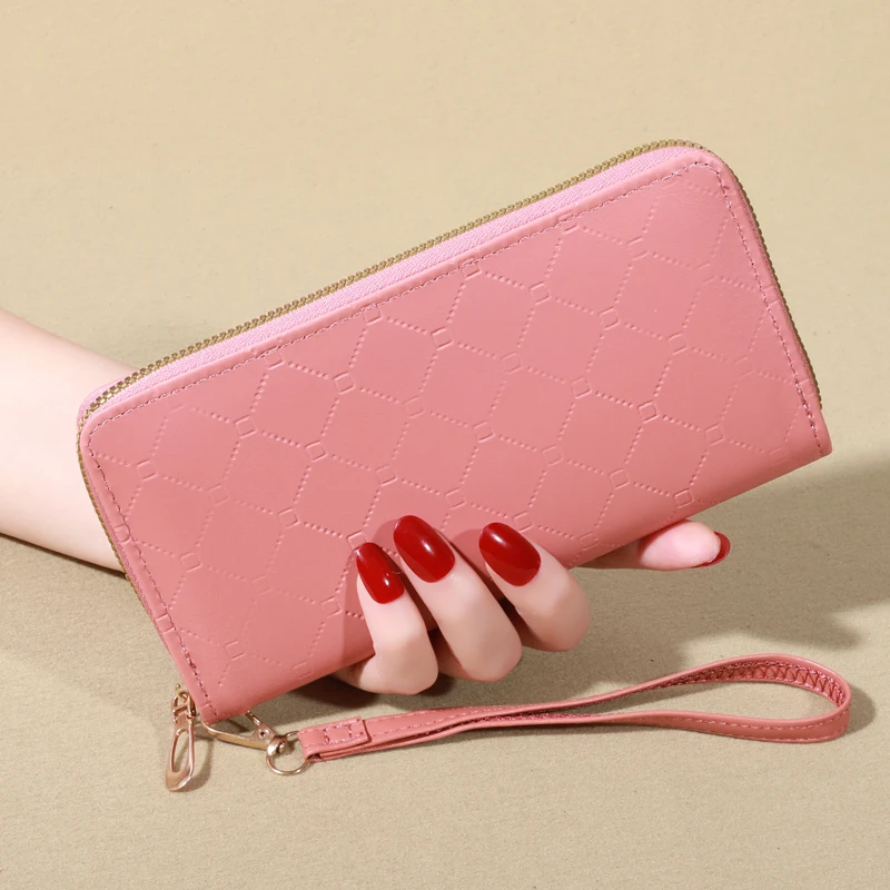 Mode geste ppte lange Brieftasche für Frauen, Reiß verschluss um Clutch Geldbörse, Multi Card Slots Handy tasche