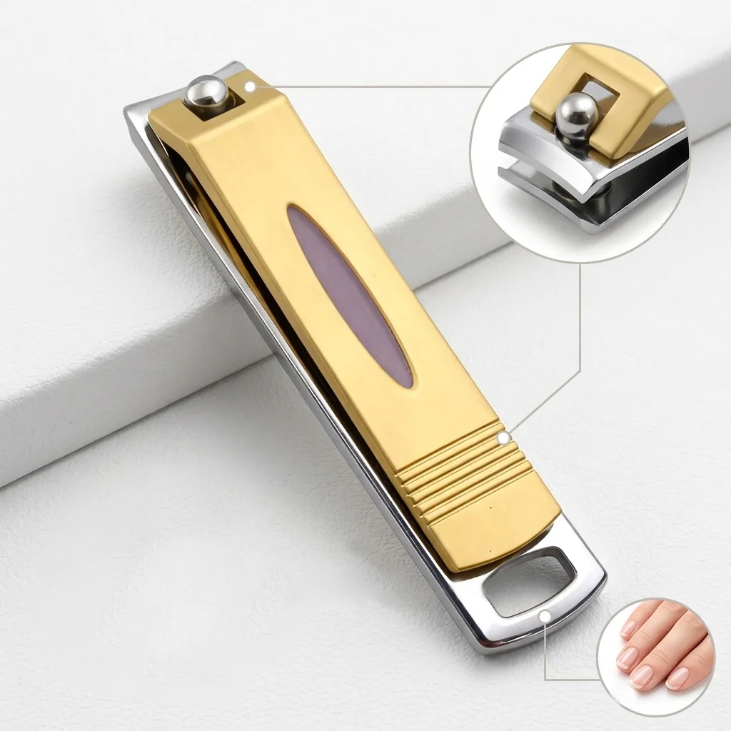 1 Stück Goldener Edelstahl-Nagelknipser, Scharfer Fingernagel- und Zehennagelschneider, Tragbares Maniküre-Pediküre-Werkzeug für Zuhause und Reisen
