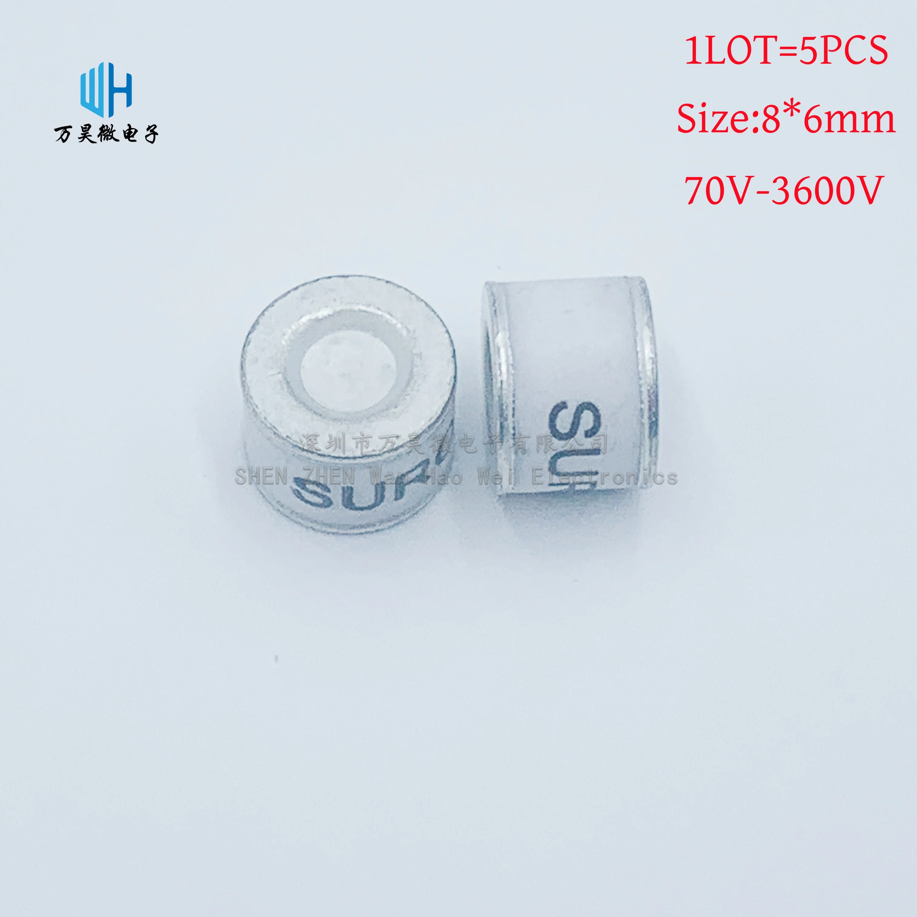 

5PCS/LOT ceramic gas discharge tube 8X6mm SMD 2RM090M-8 SXH80-75X 2R150B-8S 230V 350V 470V 600V 1500V 3600V Surge protective