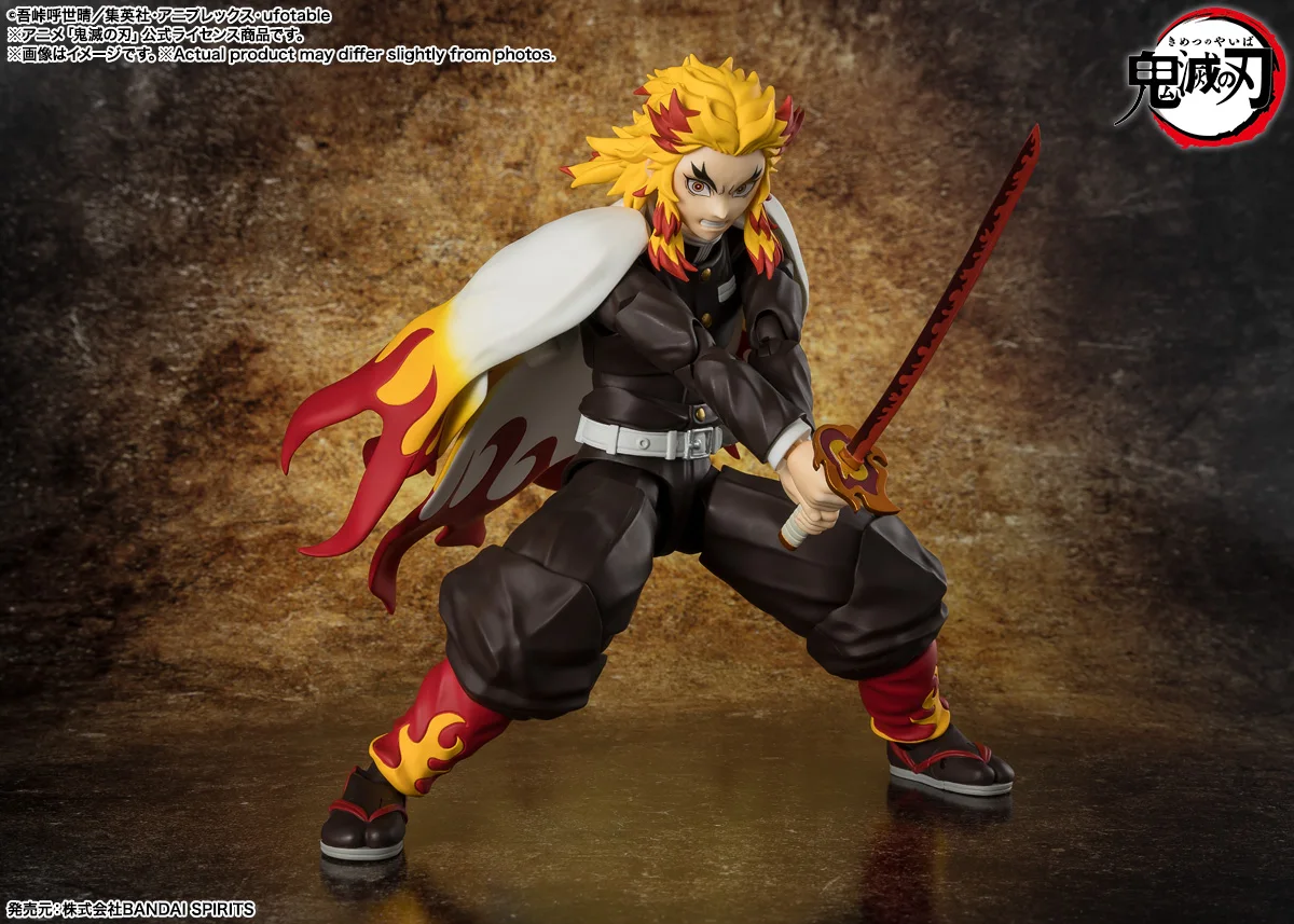 재고 있음 오리지널 반다이 SHFiguarts 악마 슬레이어 Rengoku Kyoujurou 피규어 애니메이션 액션 모델 정품 박스형 장난감
