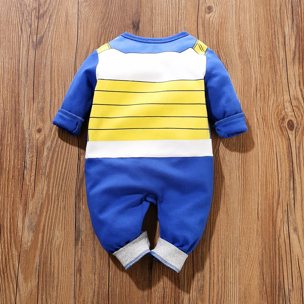 Hot Sale！！100% Cotton Baby Boys' Long Sleeve Superhero Romper, Cool Cartoon Blue Design, Ideal for Outings & Parties