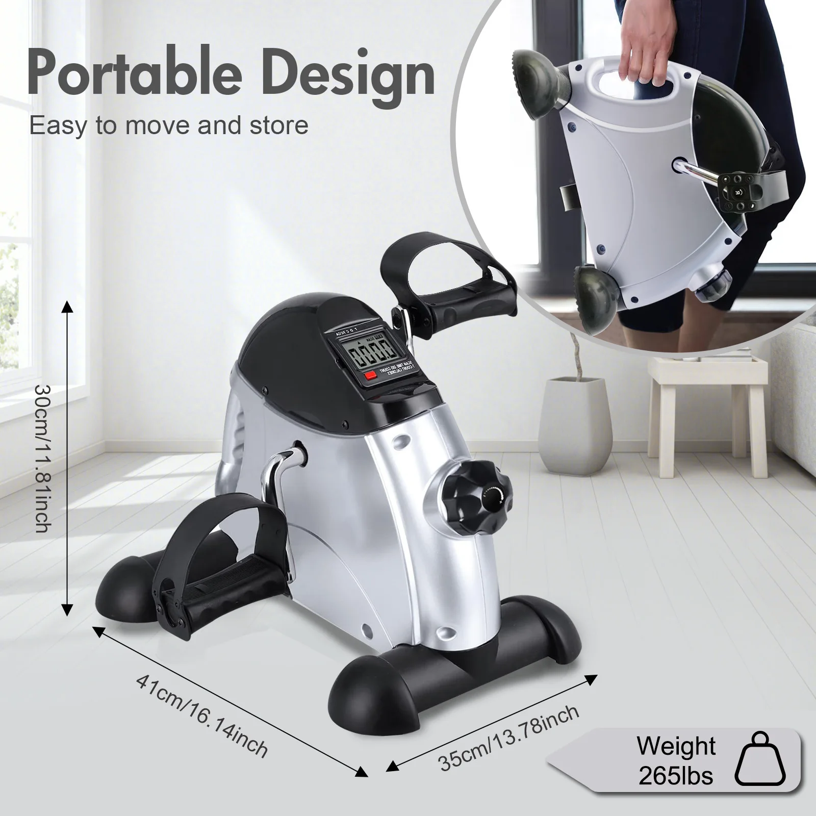 Mini rowerek treningowy pod biurko, wielofunkcyjny, elektryczny, z cyfrowym wyświetlaczem LCD, do ćwiczeń nóg, ramion i kolan dla seniorów.