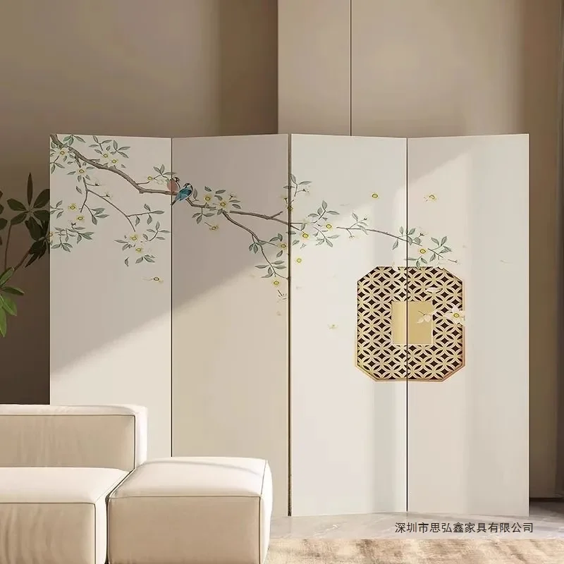 Cream Folding Screen Partition for Living Room and Bedroom Simple Mobile Room Divider Household Privacy Blocking Wall 2025