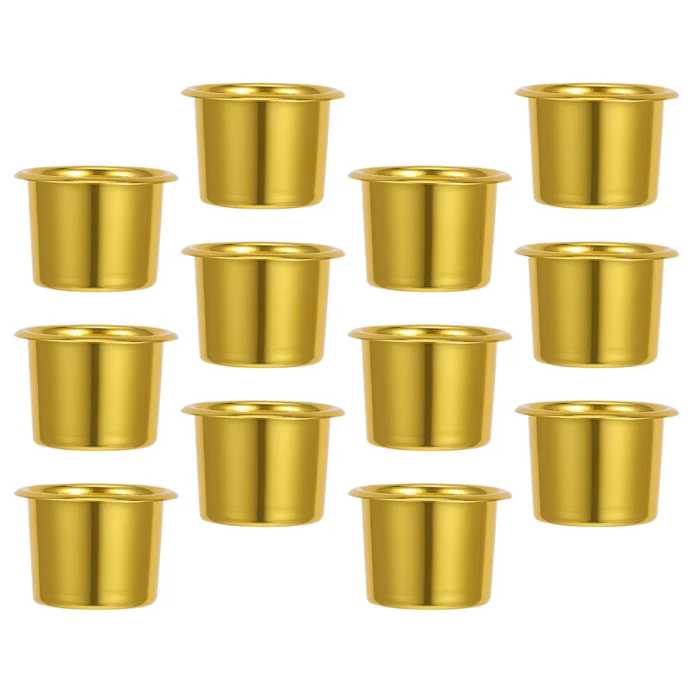 

12pcs Aluminium Holder Cup Metal Candlestick Inserts Dripping Wax Holder Metal Drip Catcher Protectors