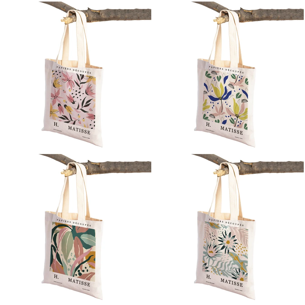 Matisse Color Leaf Flower Abstract Retro Nordic Shopping Bag Women Shopper Bags Lady Canvas Tote Reusable Eco Travel Handbag