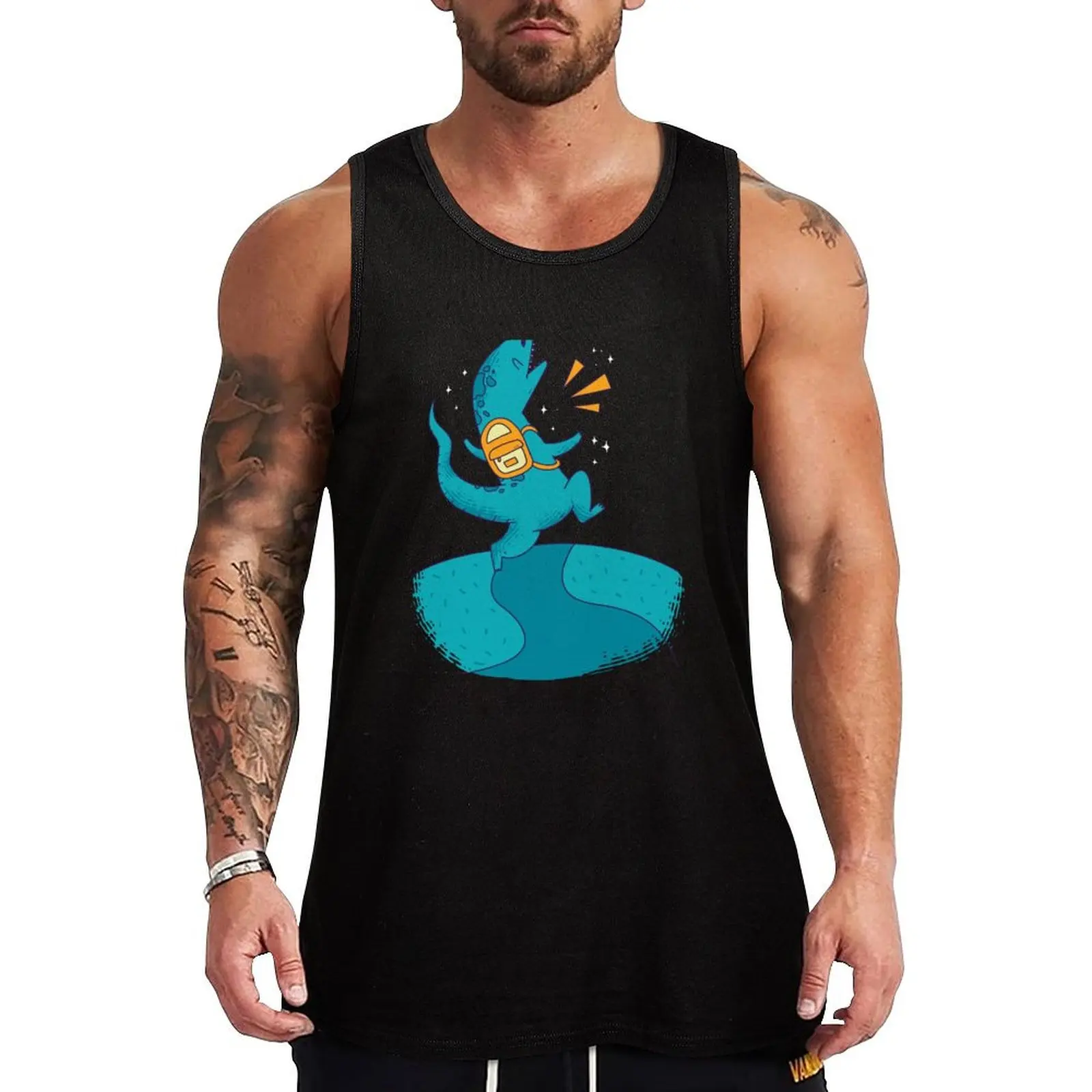 

DINOSAUR BACKPACK Tank Top summer clothes men clothes mens gym clothes
