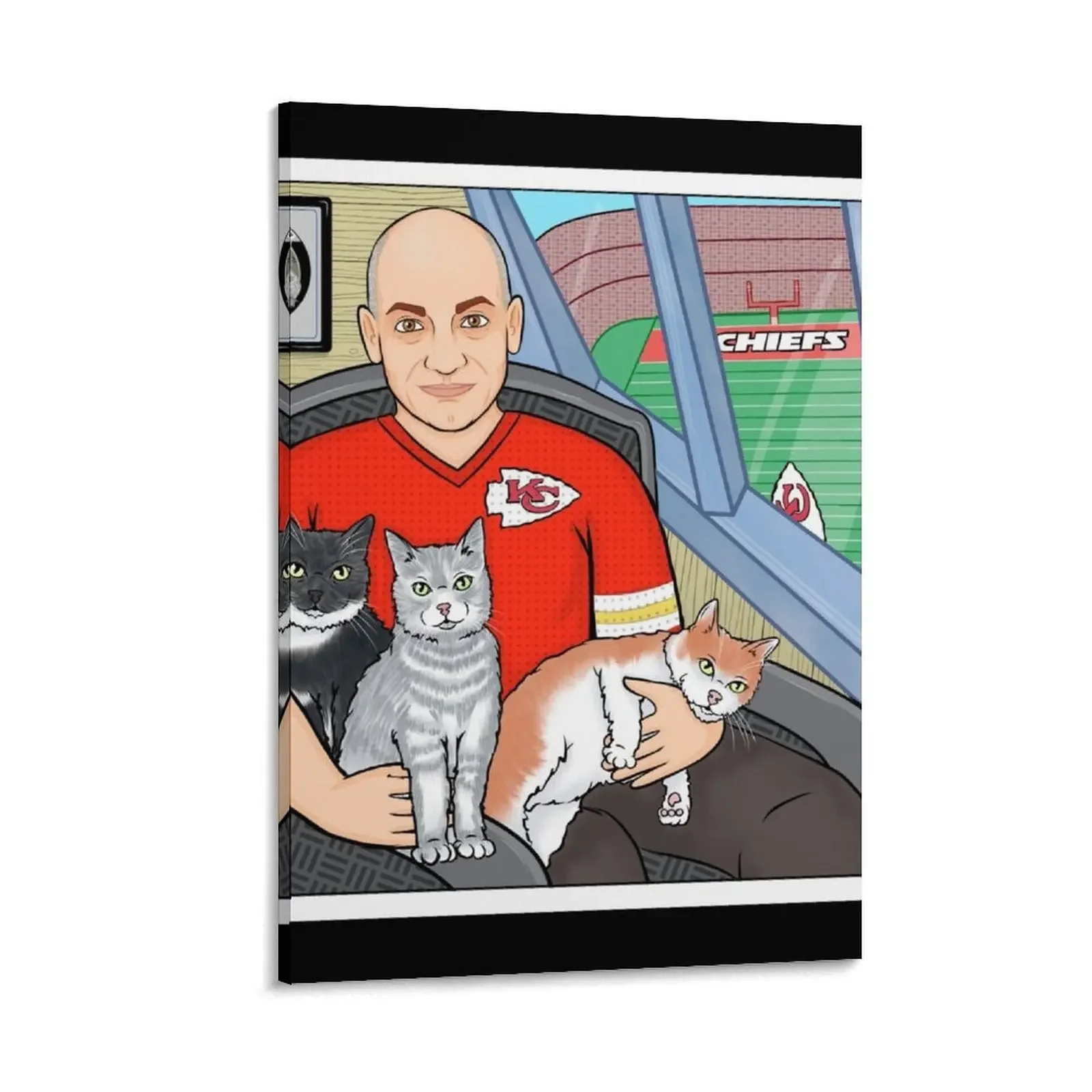 

Watching the game with cats for Samantha G by Moody Characters Canvas Painting posters for room home decorations