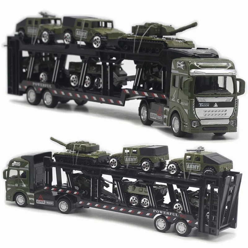

Alloy military transport vehicle with 6 small car sets tank models new toys and gifts