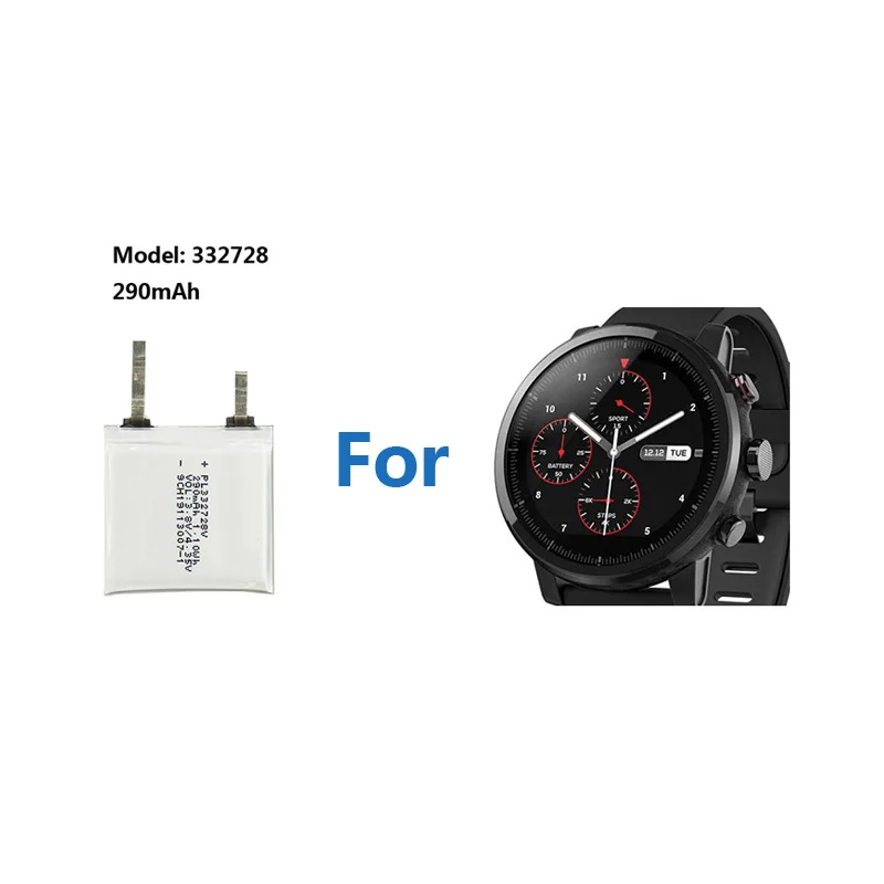 Original 290mAh PL332728V Battery For Huami Amazfit Stratos Gen 2 2S A1609 A1619 Smart Watch Batterie Accumulator AKKU