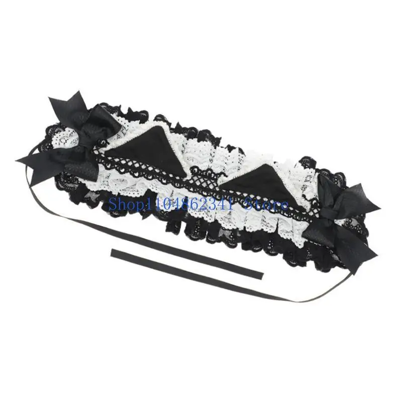 5asd rendas gatos orelha grampo cabelo com clipe empregada traje bandana festa headpiece masquerades acessórios anime