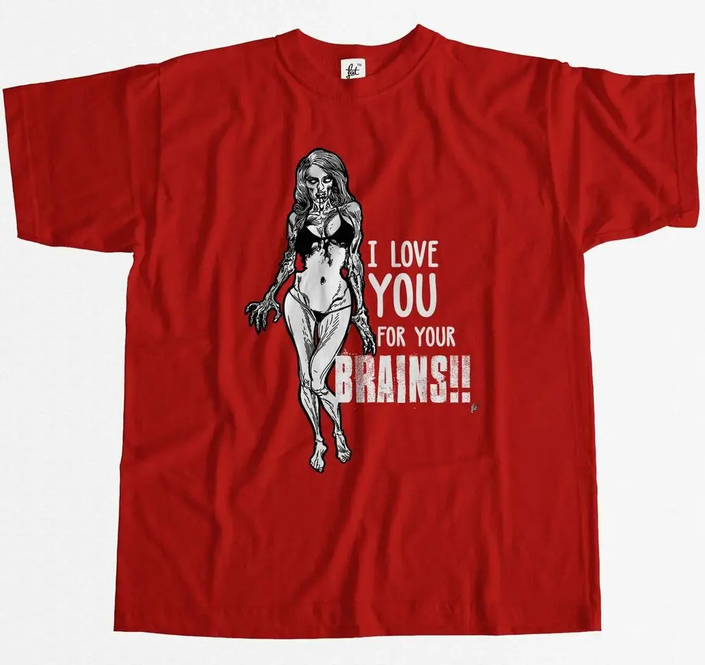 I Love You For Your Brains Zombie Woman In Bikini Mens T-ShirtUnisex Women's Summer Cotton Luxury Brand Retro Oversized